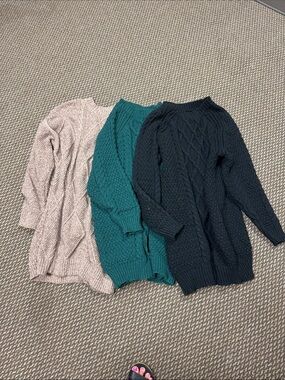 Lot of 3 SHEIN Cable Knit Sweater Dresses - Black, Teal, Nude